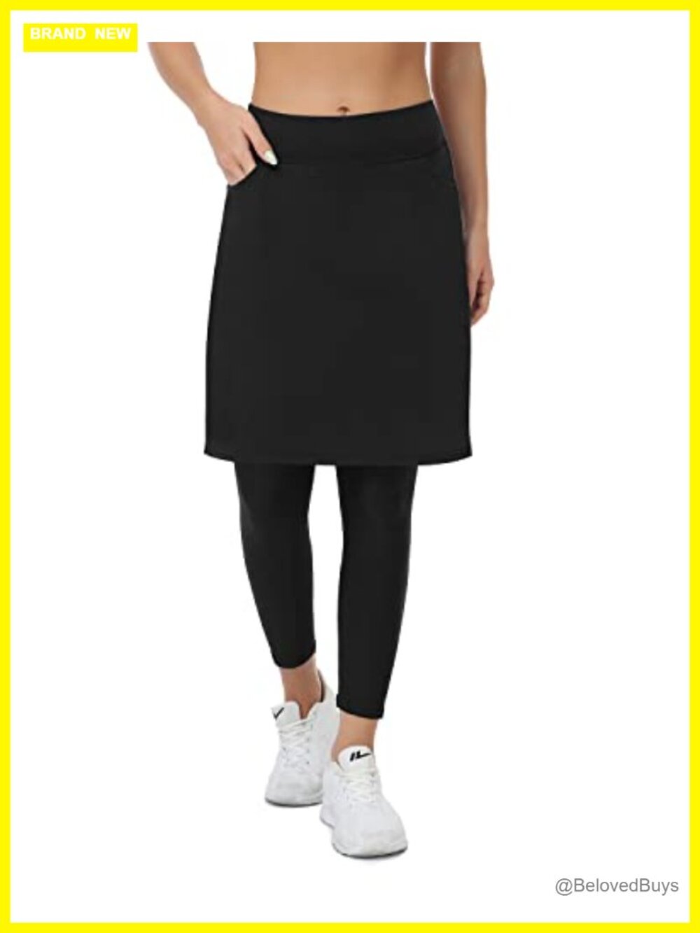 Knee Length Skorts Skirt with Leggings High Waist Tummy Control Athletic